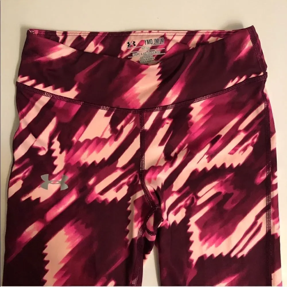 Under Armour girls youth Capri leggings Hot pink print-YMD/girls medium